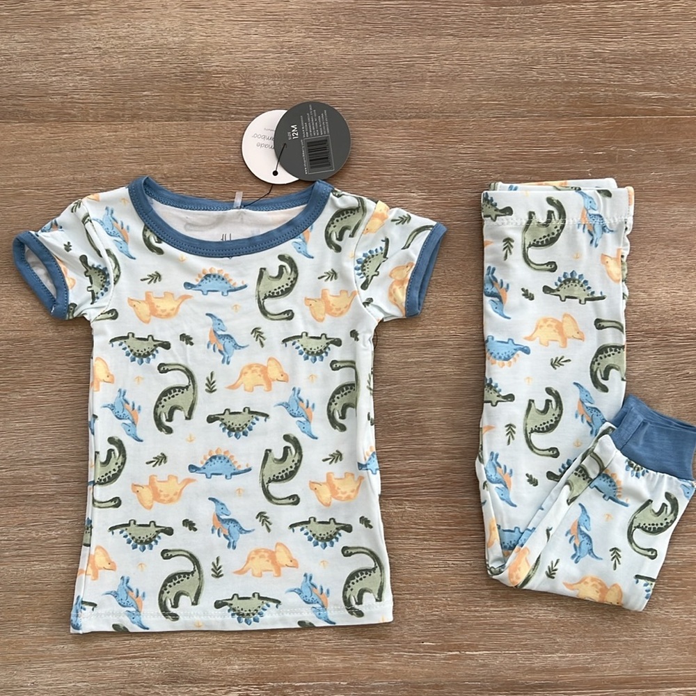 Milkberry Toddler Boy Bamboo Blue Dinosaur Pajama Set 12 18 24 months